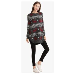 Women's Ugly sweater Reindeer Snowflake Christmas Pullover Sweater Jumper large